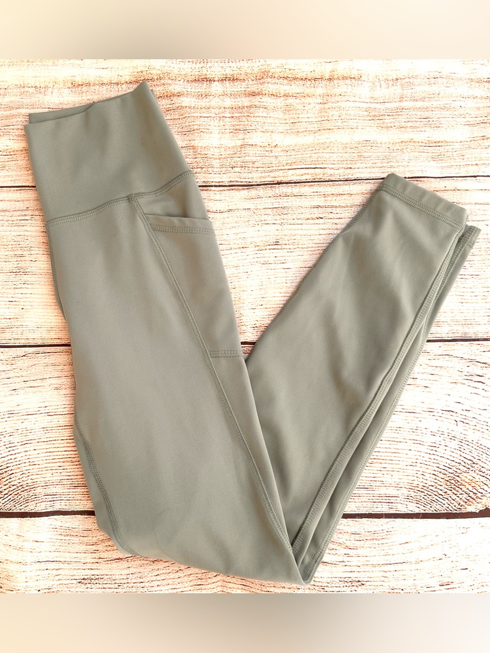 X by Gottex Olive Green Athletic Yoga Leggings w. Pockets Ladies Sz XS